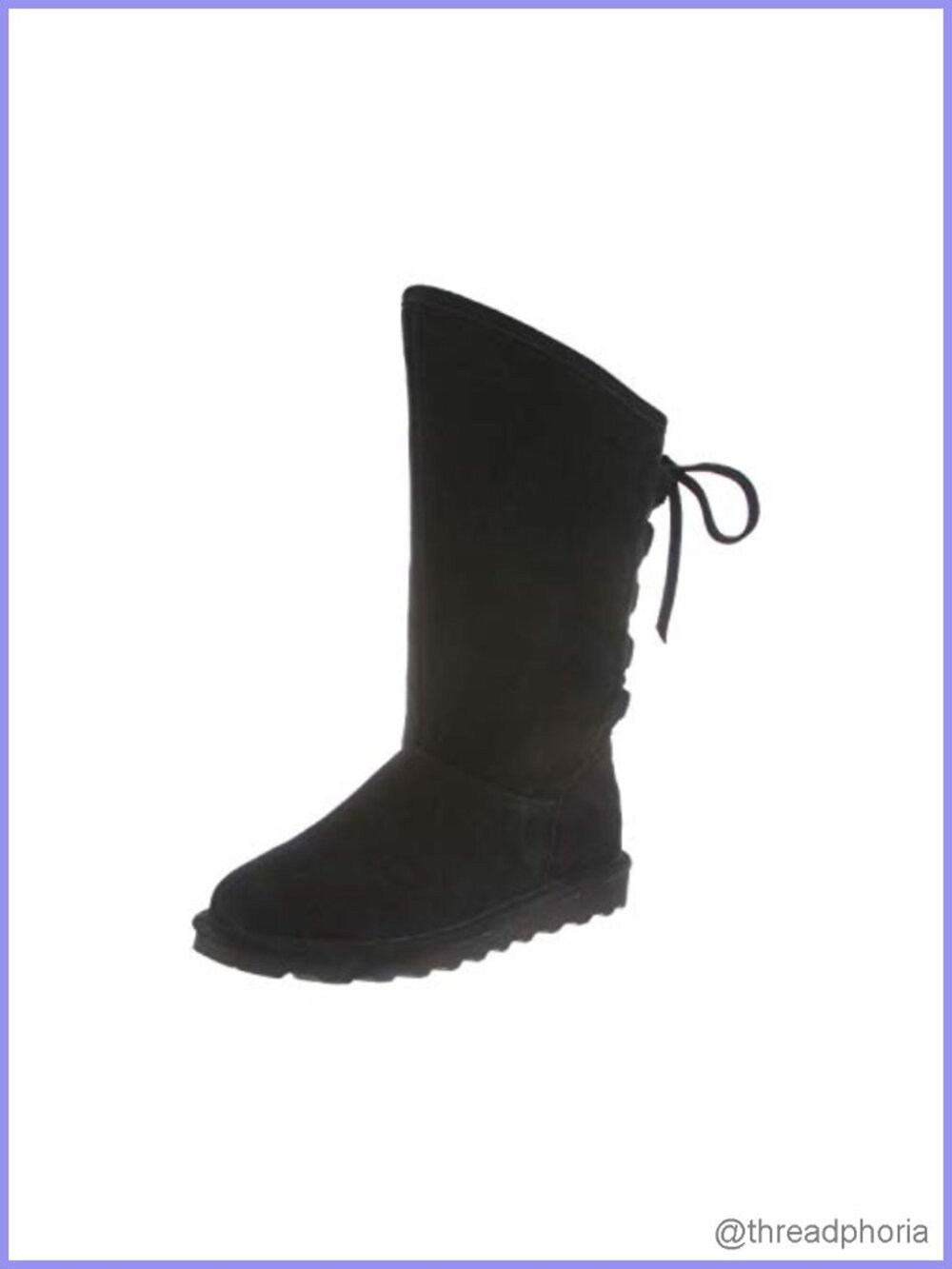 Suede Mid-Calf Winter Boots with Wool Lining & Ghillie Lace Back